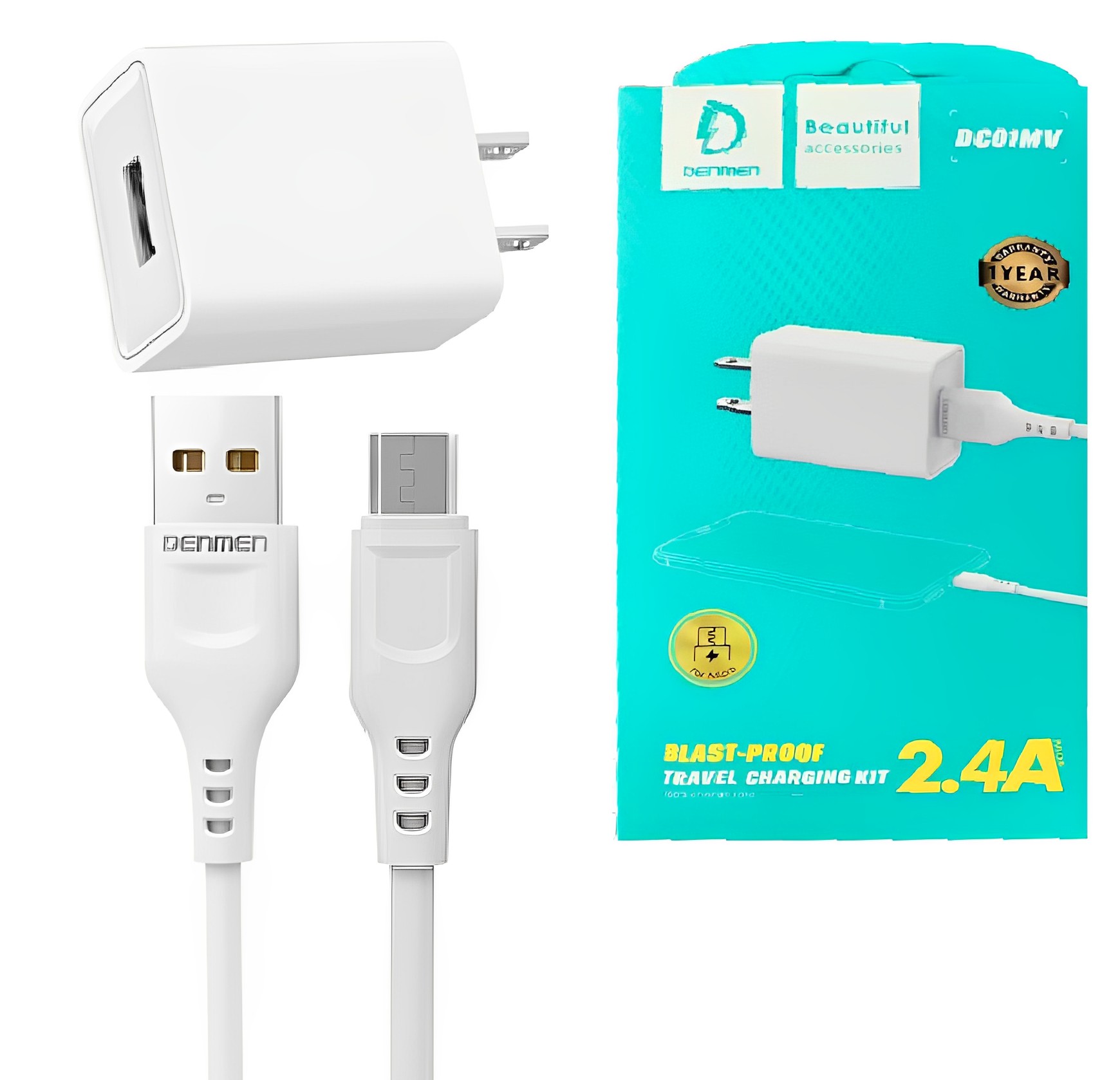 شارژر دیواری دنمن مدل DC01MV به همراه کابل تبدیل MicroUSB