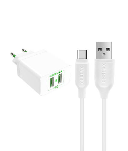 کله شارژر و کابل اصلی جرلکس مدل GA 02 به همراه کابل شارژ تایپ سی