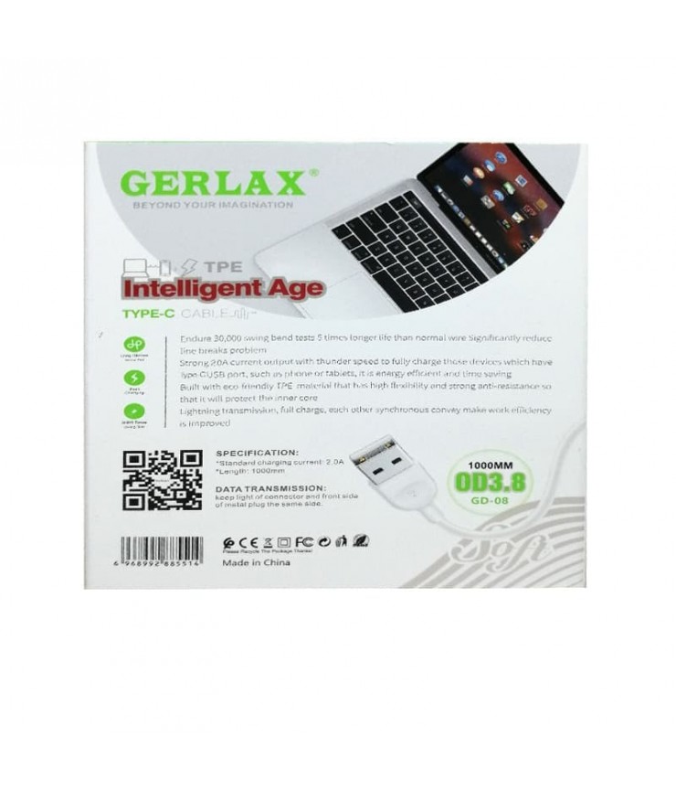 کابل شارژ تایپ سی جرلکس Gerlax GD-08