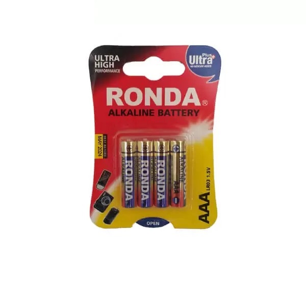 باتری نیم قلمی روندا مدل Ultra Plus Alkaline بسته 4 عددی