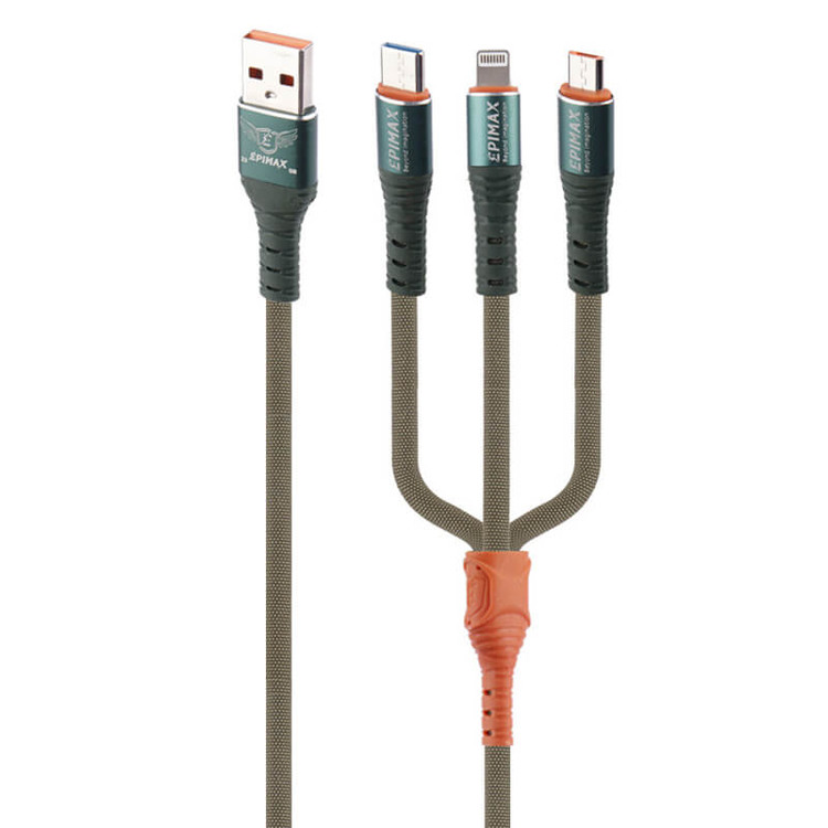 کابل سه سر فست شارژ اپی مکس طول 1.2 متر مدل EC-38